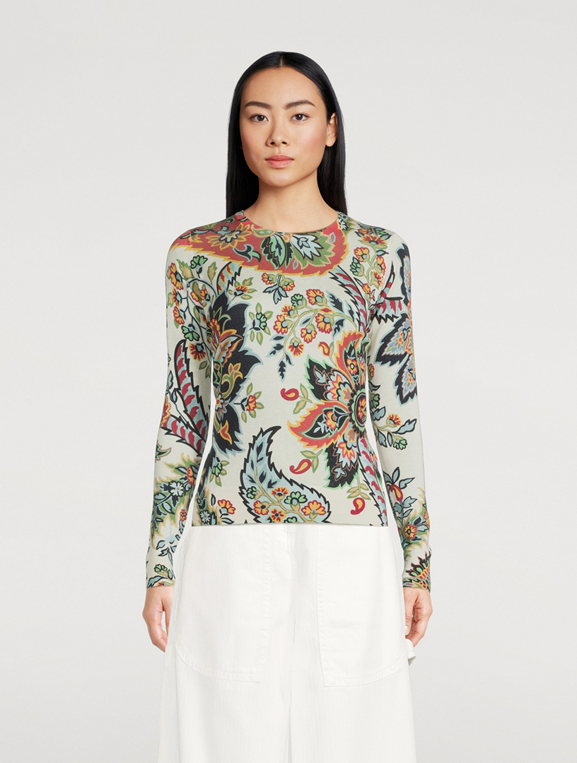 Paisley Jacquard Silk Cashmere Sweater