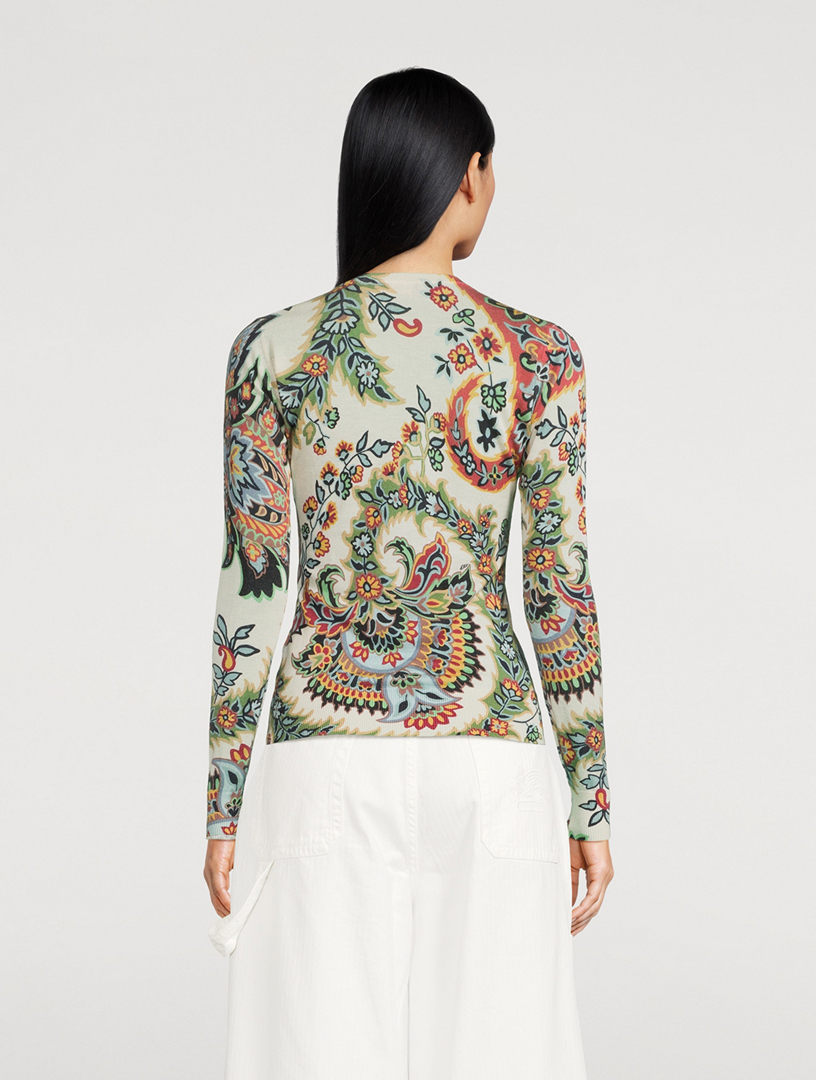 Paisley Jacquard Silk Cashmere Sweater
