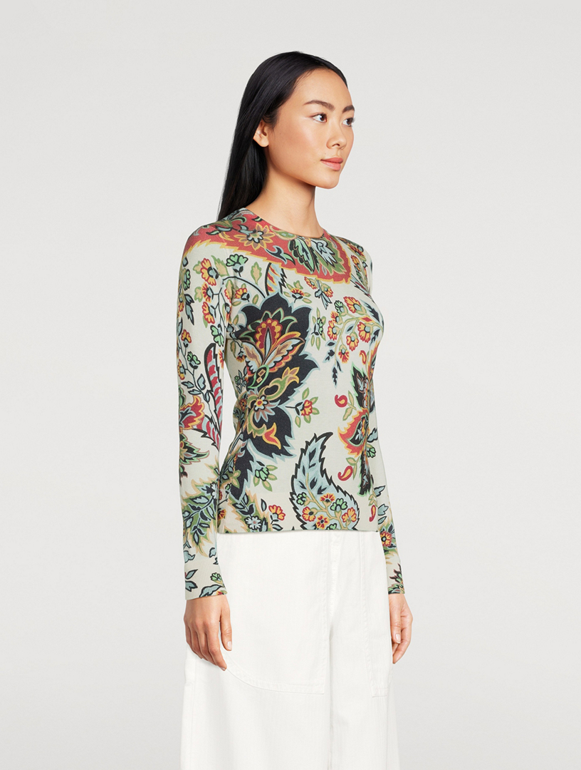 Paisley Jacquard Silk Cashmere Sweater
