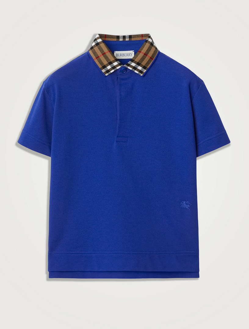 BURBERRY Check Collar Piqué Polo Shirt | Holt Renfrew