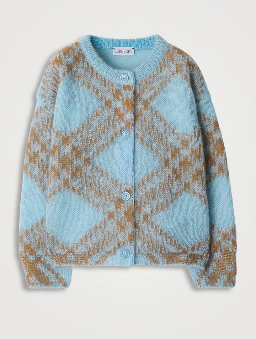 Burberry striped logo intarsia mohair wool blend sweater clearance