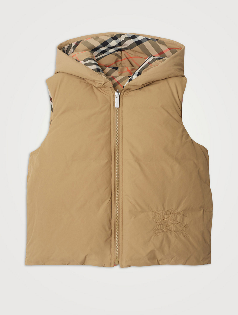 Reversible Check Padded Nylon Gilet