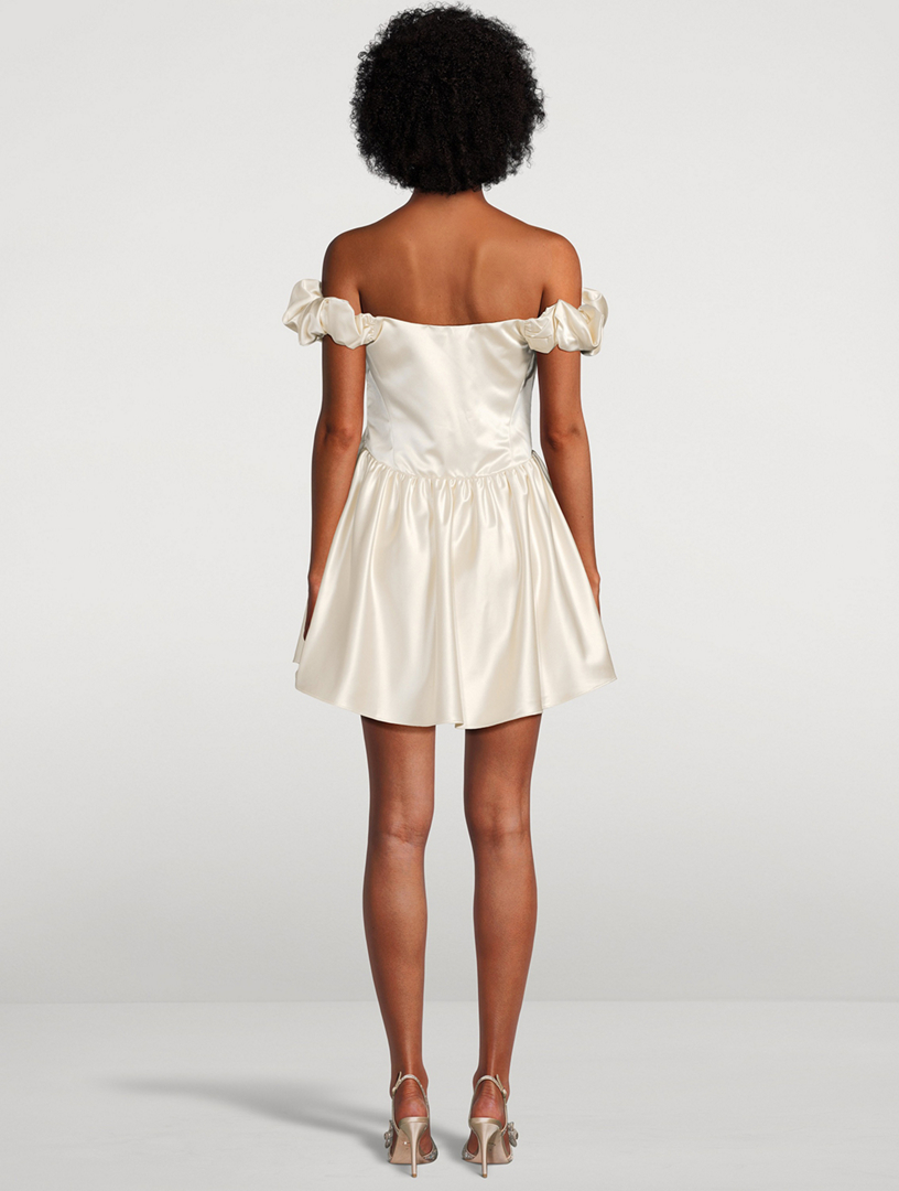 Cailey Off-The-Shoulder Satin Mini Dress