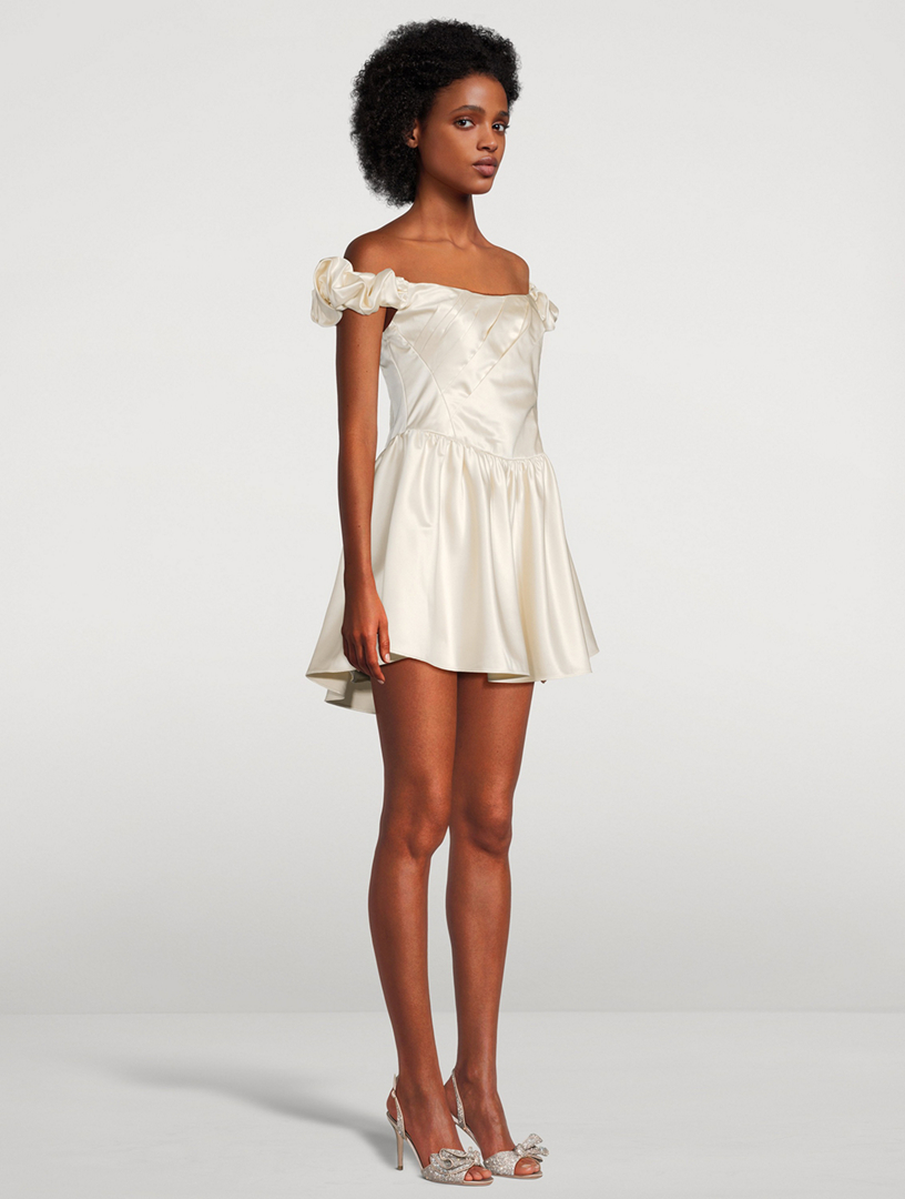 Cailey Off-The-Shoulder Satin Mini Dress