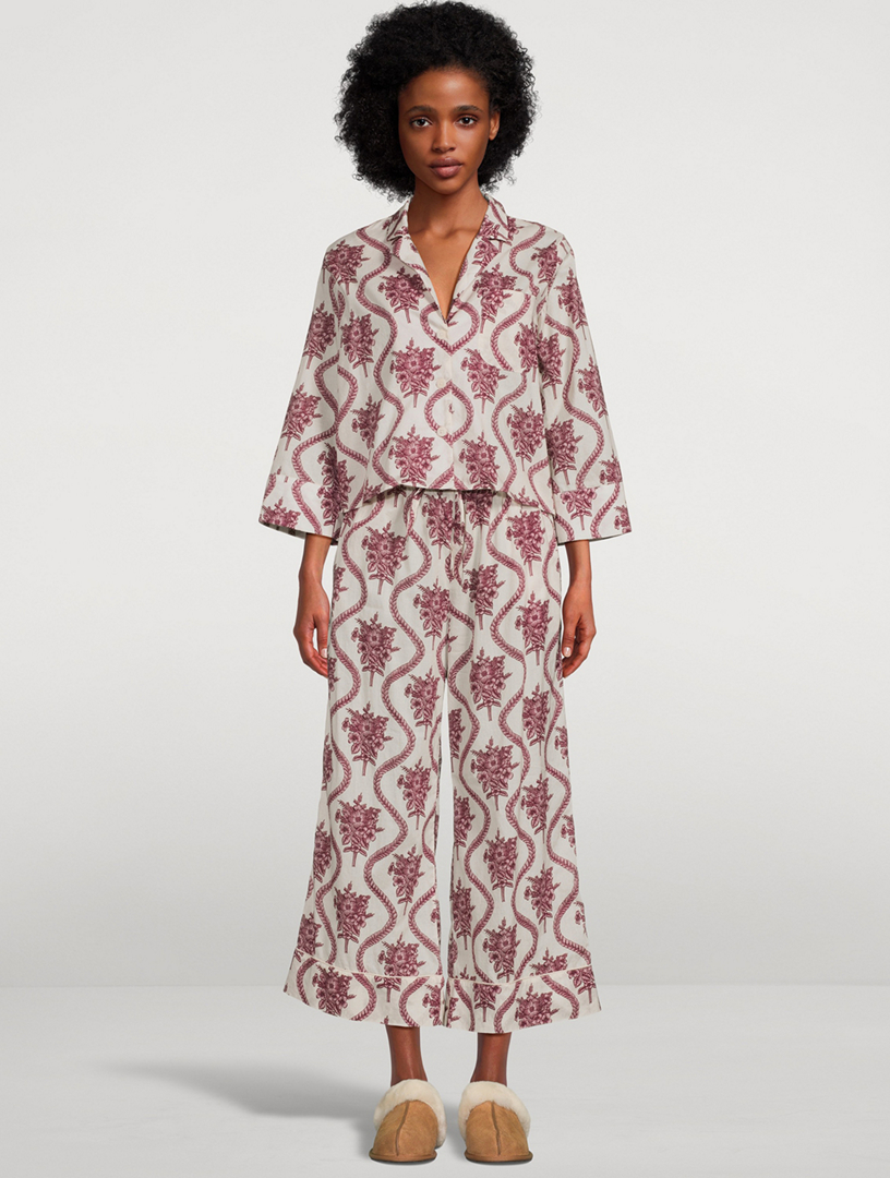 DESMOND DEMPSEY Boxy Shirt And Wide Leg Pajama Set In Alpen Flora Print Holt Renfrew