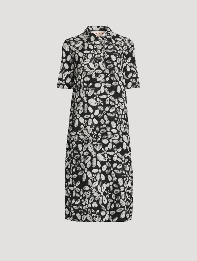 Crêpe Shirt Dress Floral Print