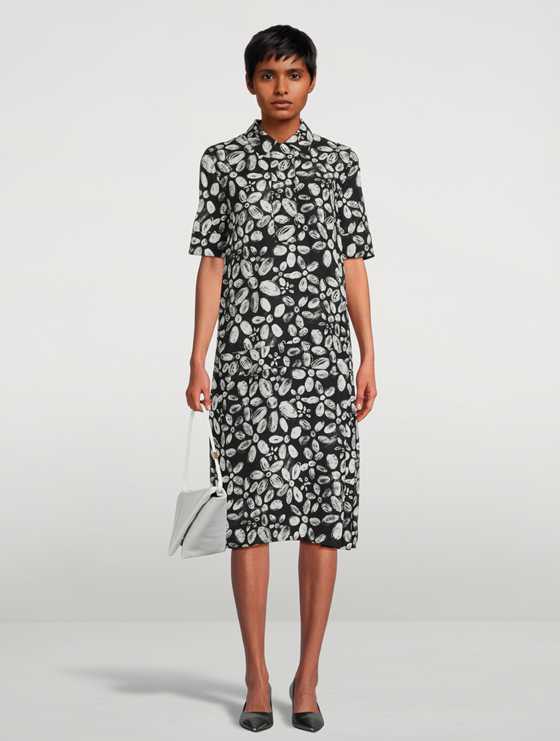 Crêpe Shirt Dress Floral Print
