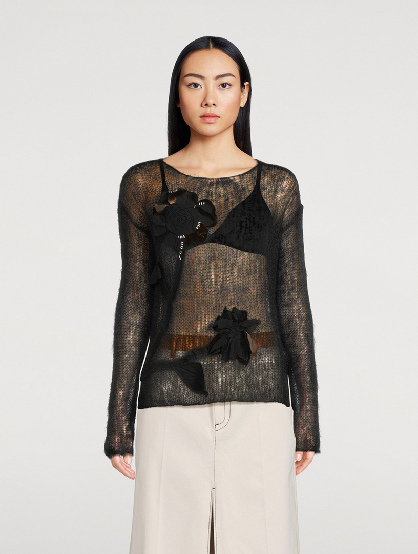 Floral Appliqué Sweater