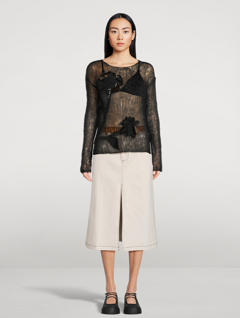 Floral Appliqué Sweater