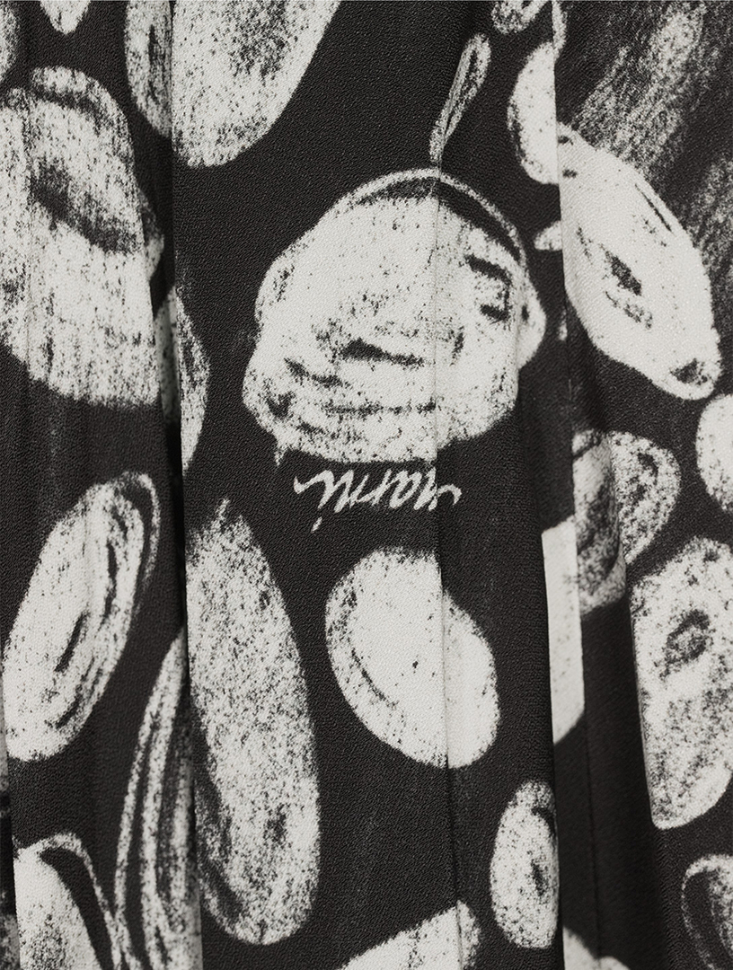 Asymmetric Crêpe Midi Skirt Blooming Print