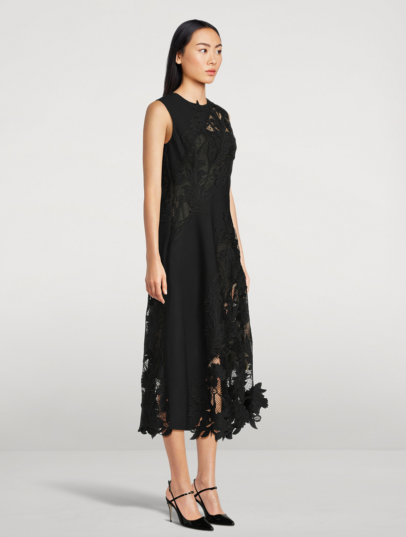OSCAR DE LA RENTA Marbled Carnation Guipure Inset Dress | Holt Renfrew