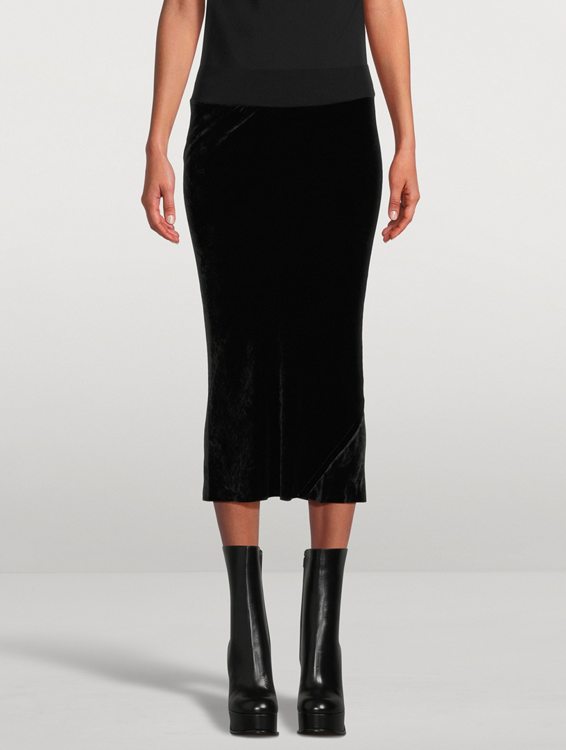 Bias Velvet Midi Skirt