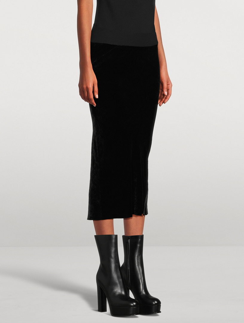 Bias Velvet Midi Skirt