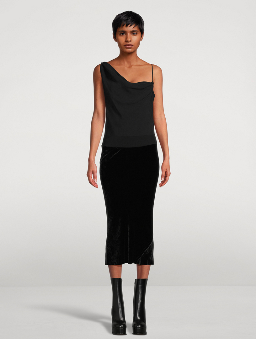 Bias Velvet Midi Skirt