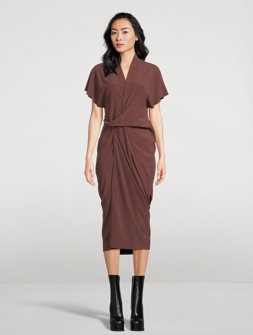 Silk Crêpe Midi Wrap Dress