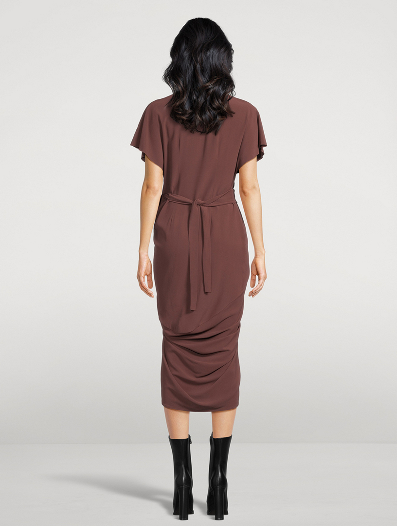 Silk Crêpe Midi Wrap Dress