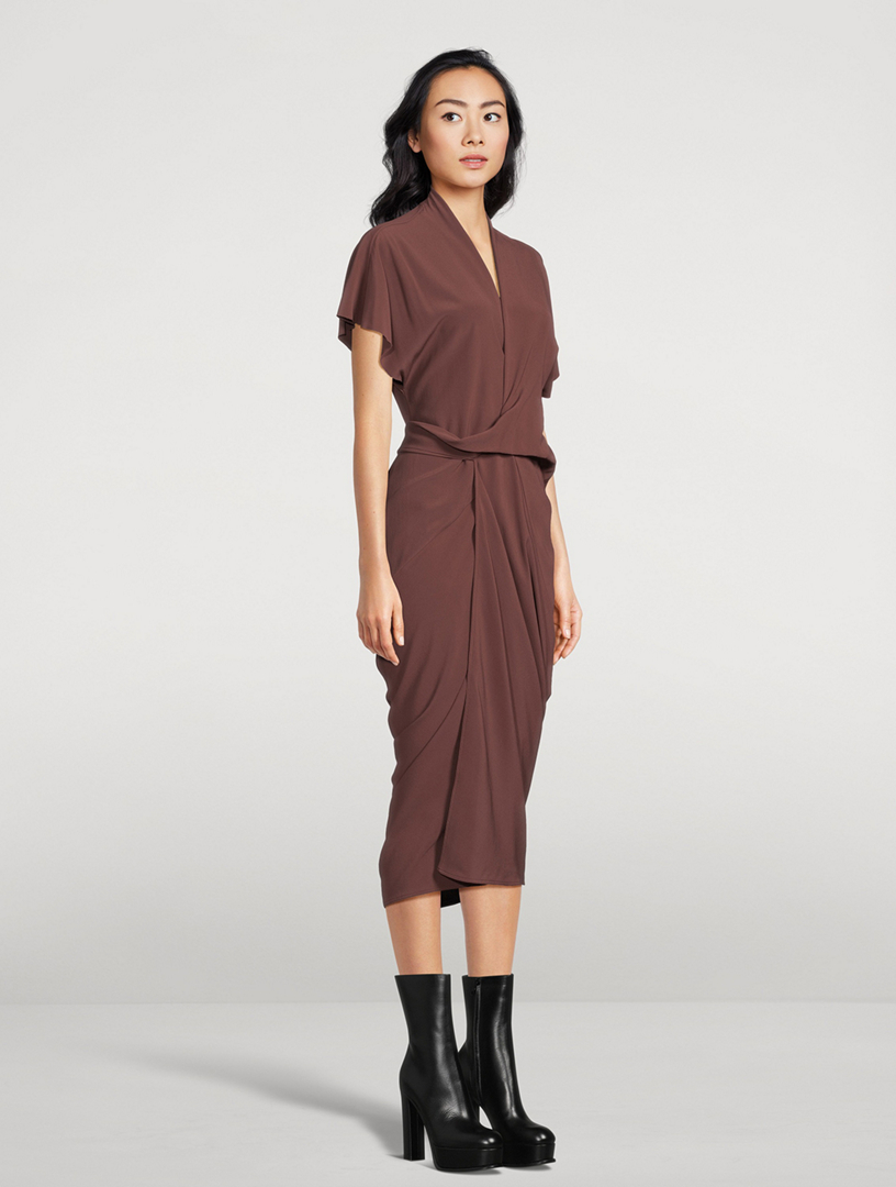Silk Crêpe Midi Wrap Dress