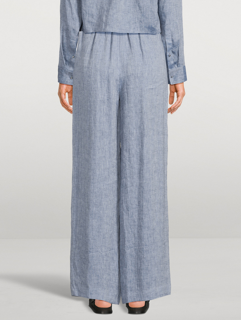 Wide-Leg Chambray Trousers