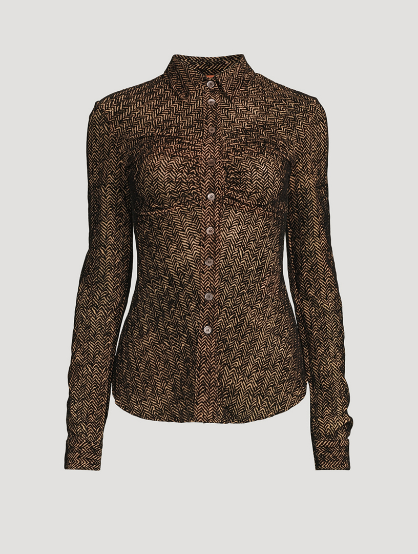 Zig Zag Gathered Tulle Shirt