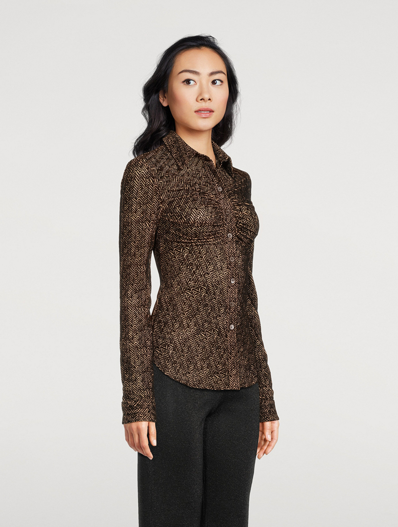 Zig Zag Gathered Tulle Shirt