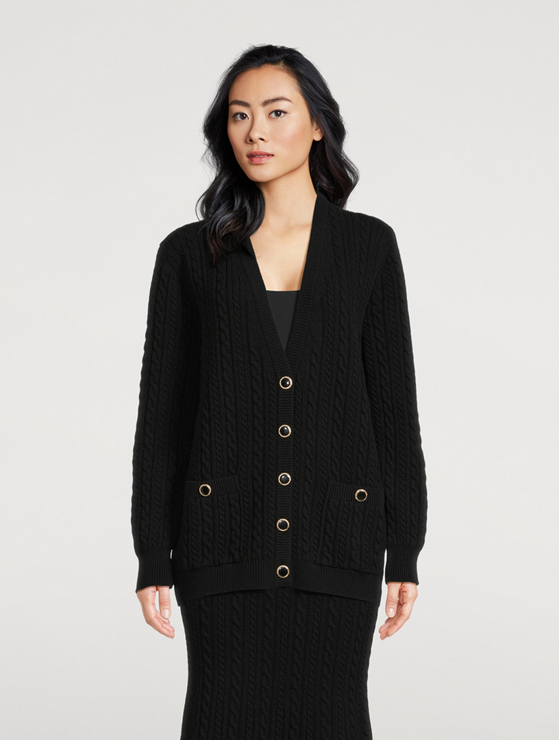 Oversized Cable-Knit Wool Cardigan