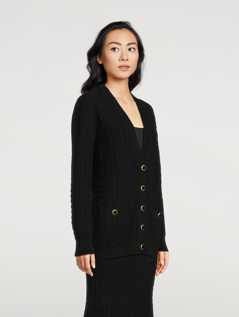 Oversized Cable-Knit Wool Cardigan