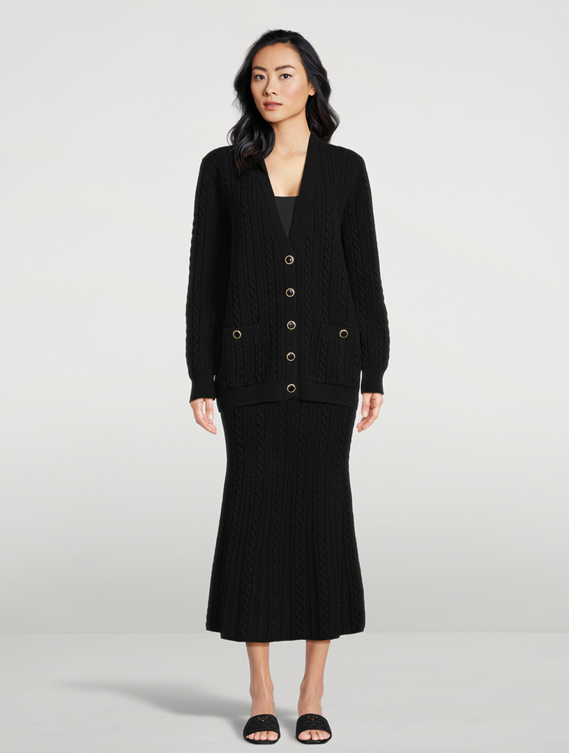 Oversized Cable-Knit Wool Cardigan