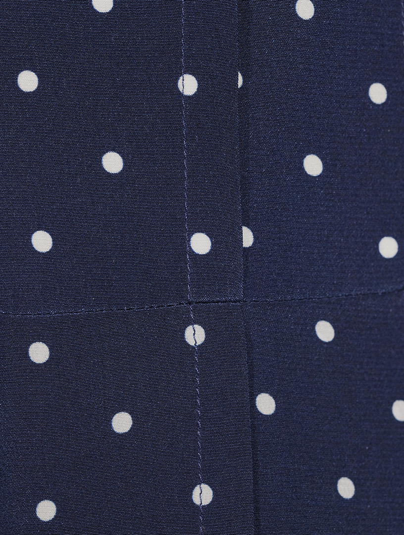 Belted Silk Midi Dress Polka Dot Print