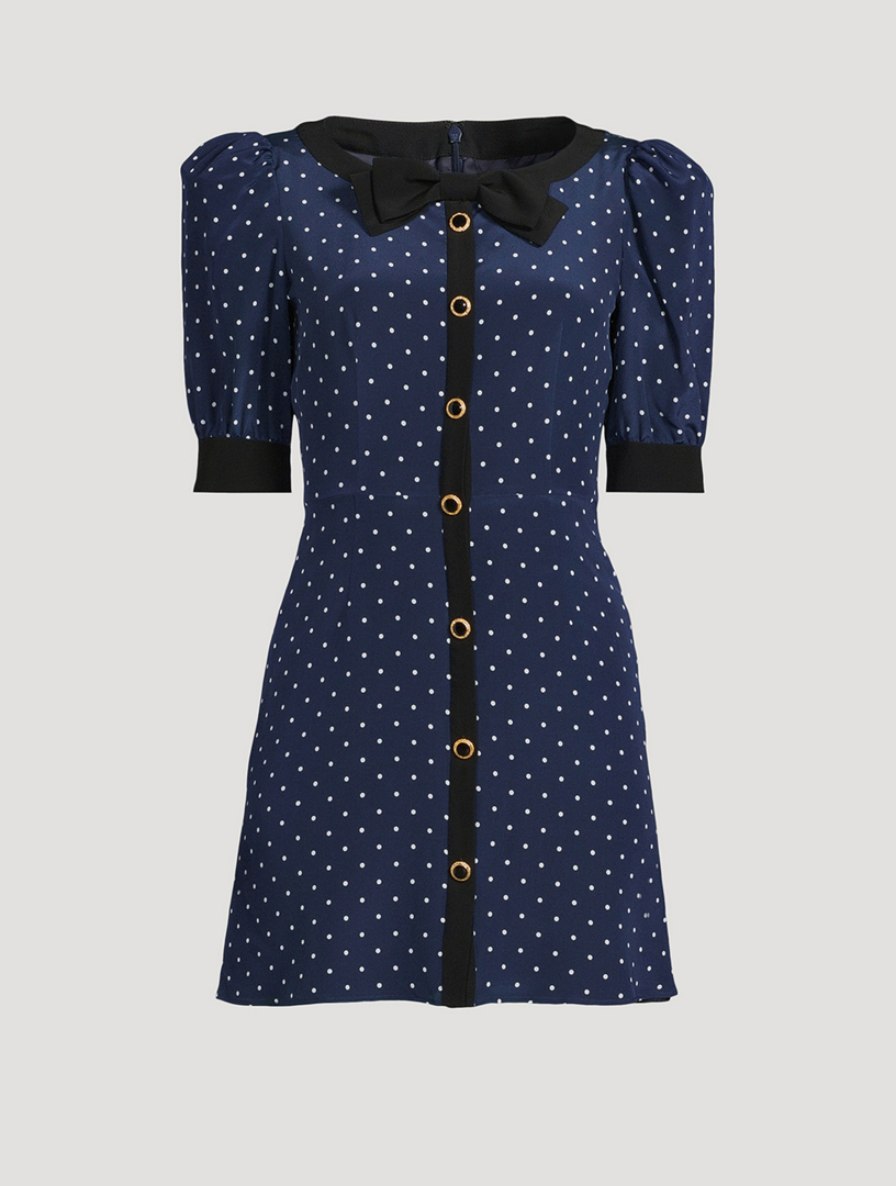 ALESSANDRA RICH Silk Mini Dress In Polka Dot Print