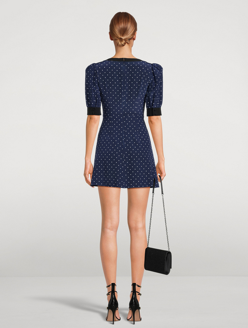 Silk Mini Dress Polka Dot Print