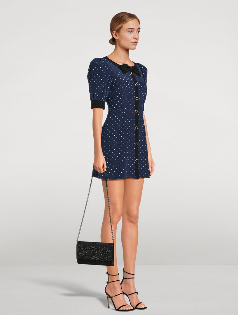 Silk Mini Dress Polka Dot Print