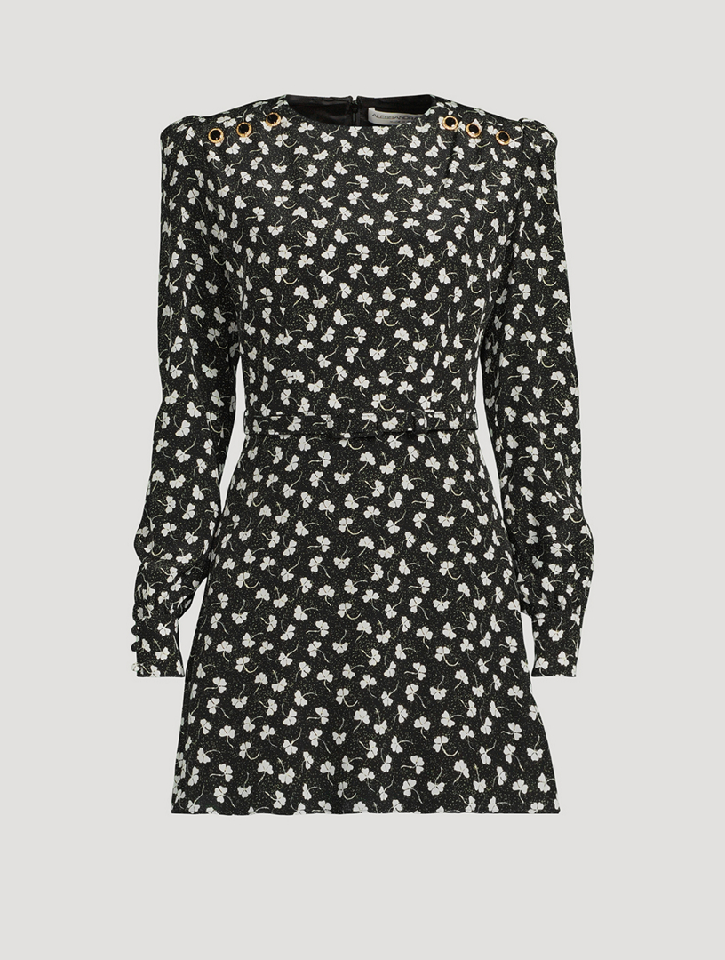 Silk Mini Dress Clover Print