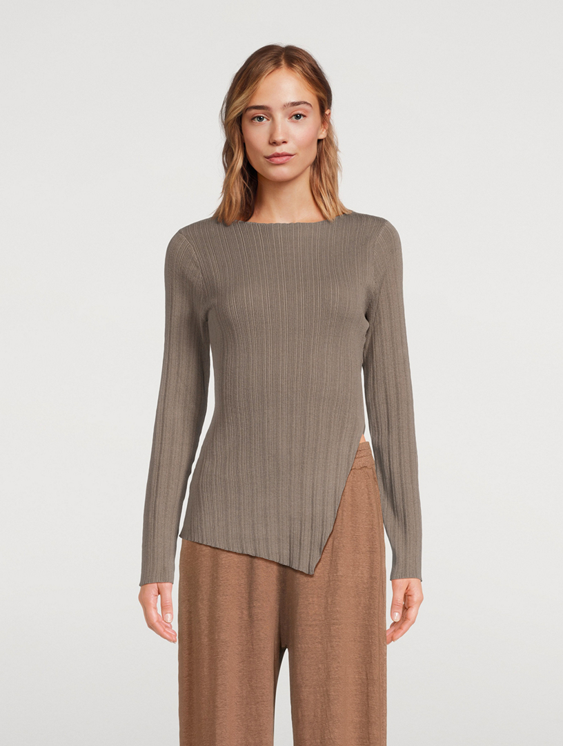 Rib Knit Long-Sleeve Top