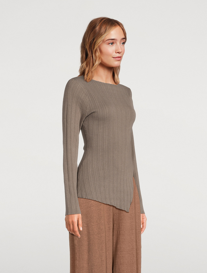 Rib Knit Long-Sleeve Top