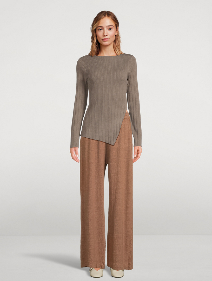 Rib Knit Long-Sleeve Top