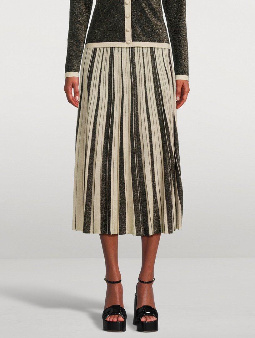 ZIMMERMANN Illustration Metallic Plissé Midi Skirt | Square One