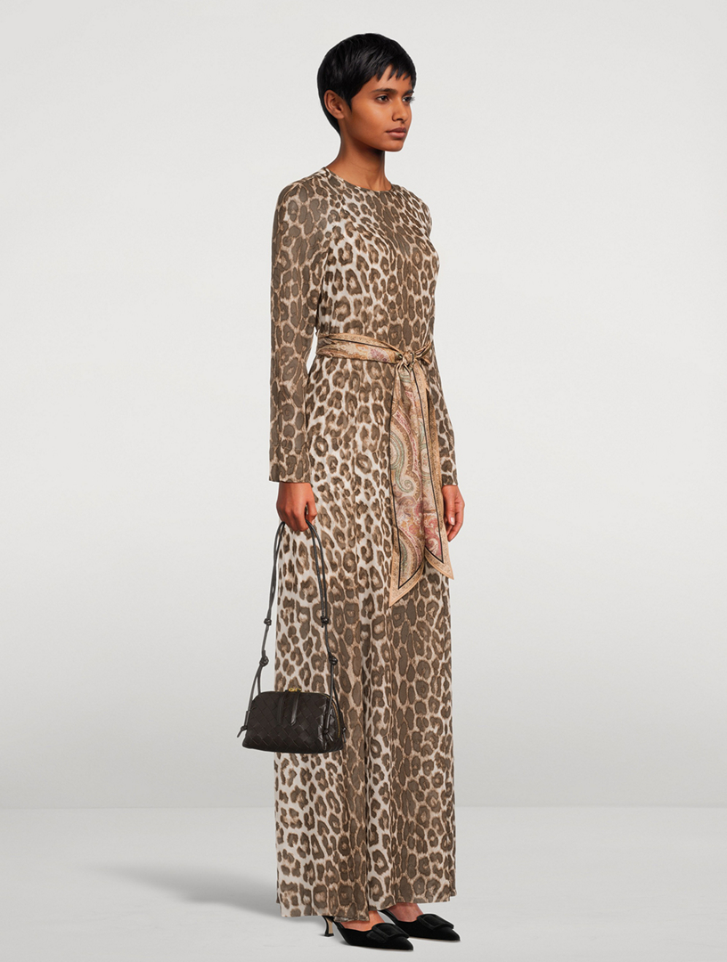 ZIMMERMANN Illustration Belted Maxi Dress In Leopard Print