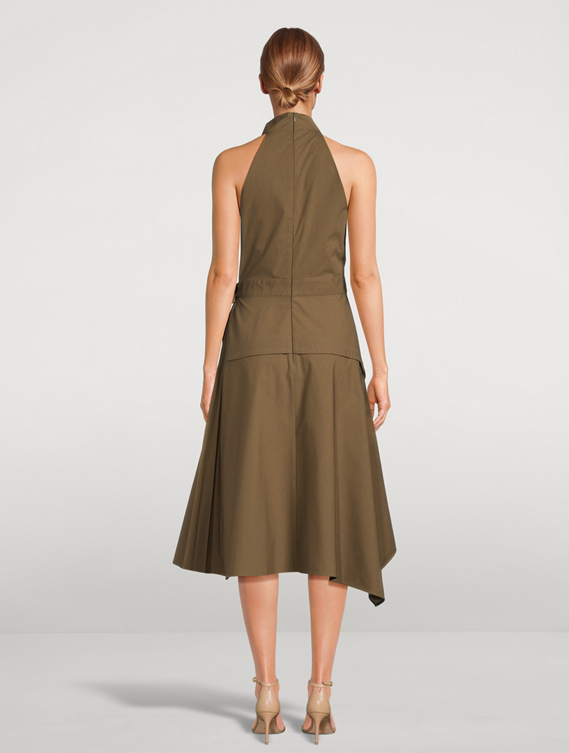 brown long linen dress Mint Velvet Brown Beige Blend Midi Dress | Size 02 | Brown