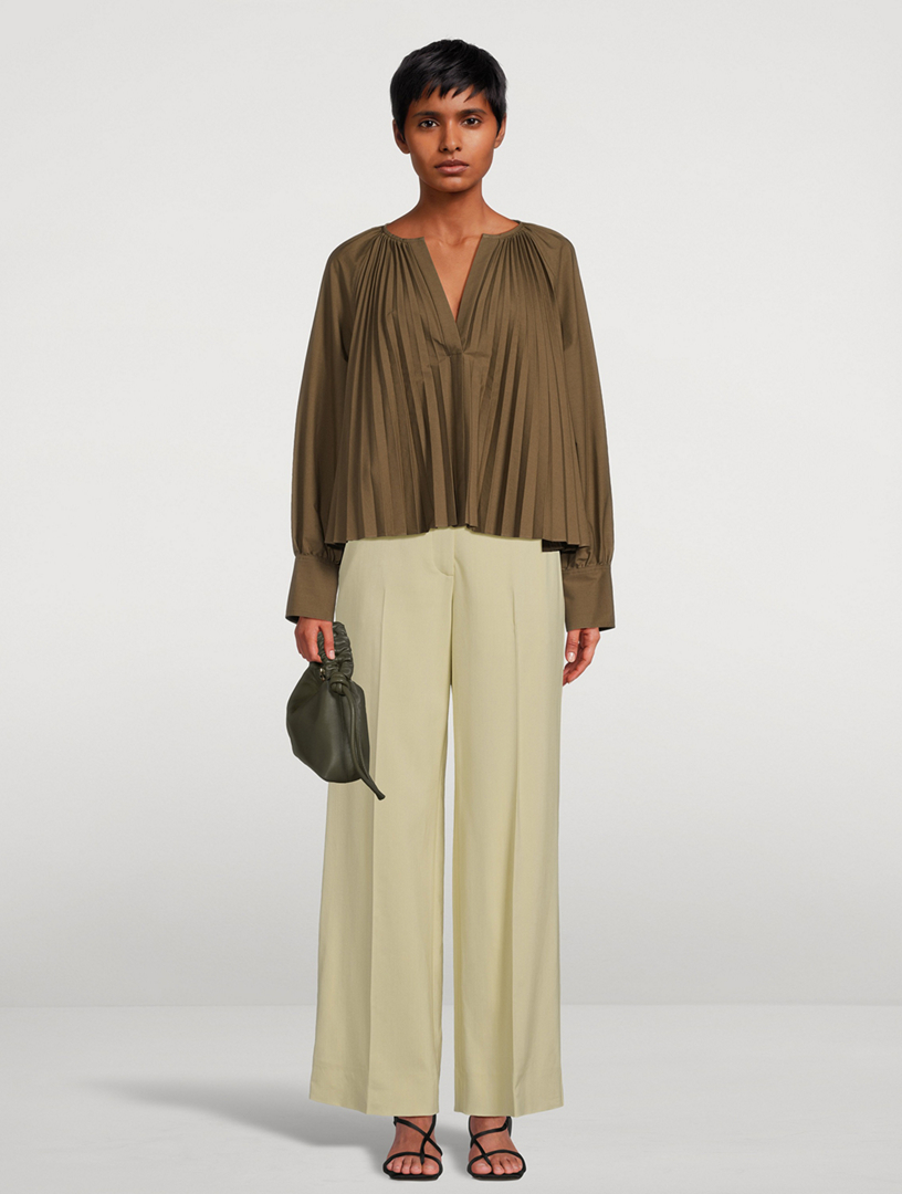 Monica Pleated Poplin Blouse