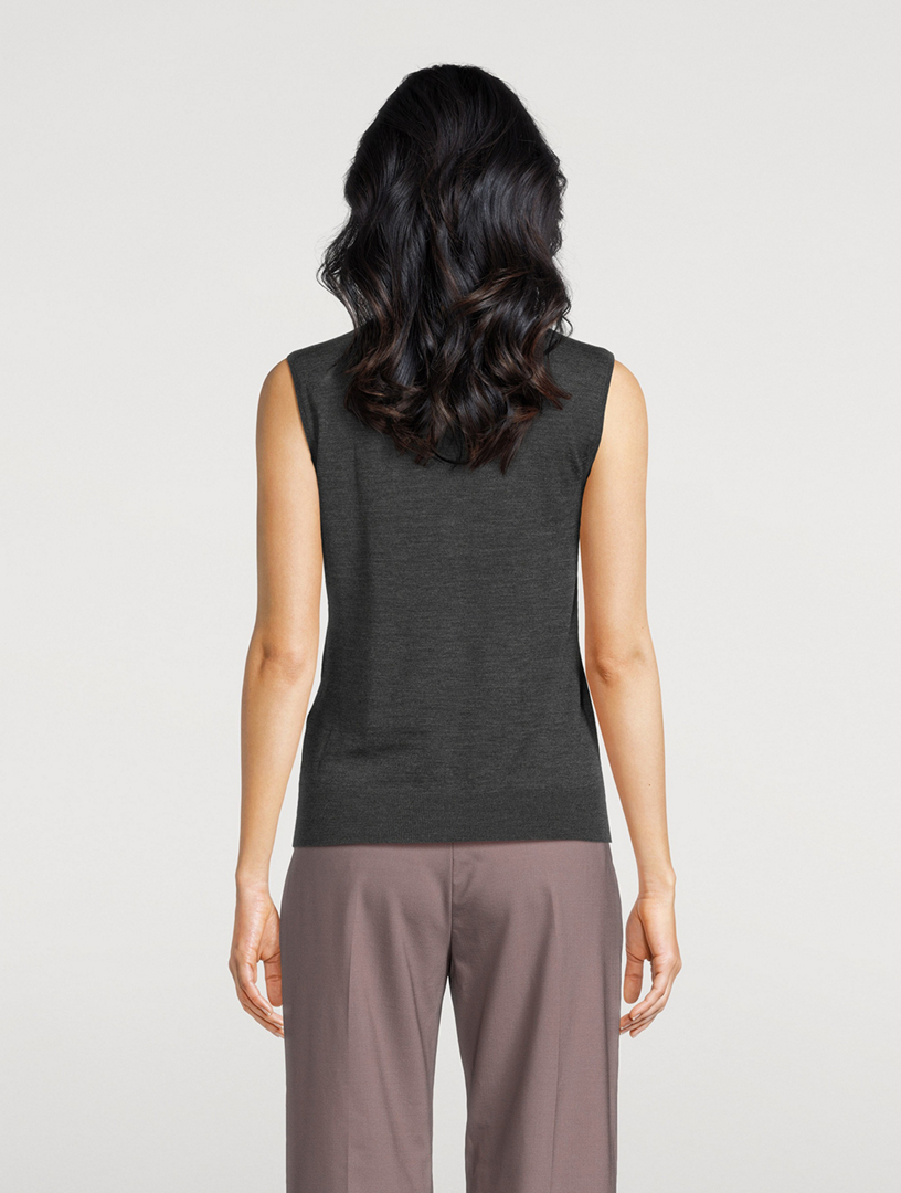Sleeveless Wool Turtleneck