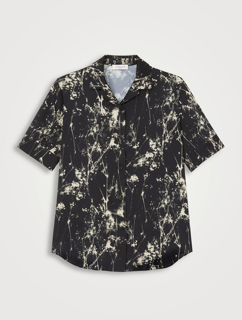Recycled Satin Shirt Shadow Print