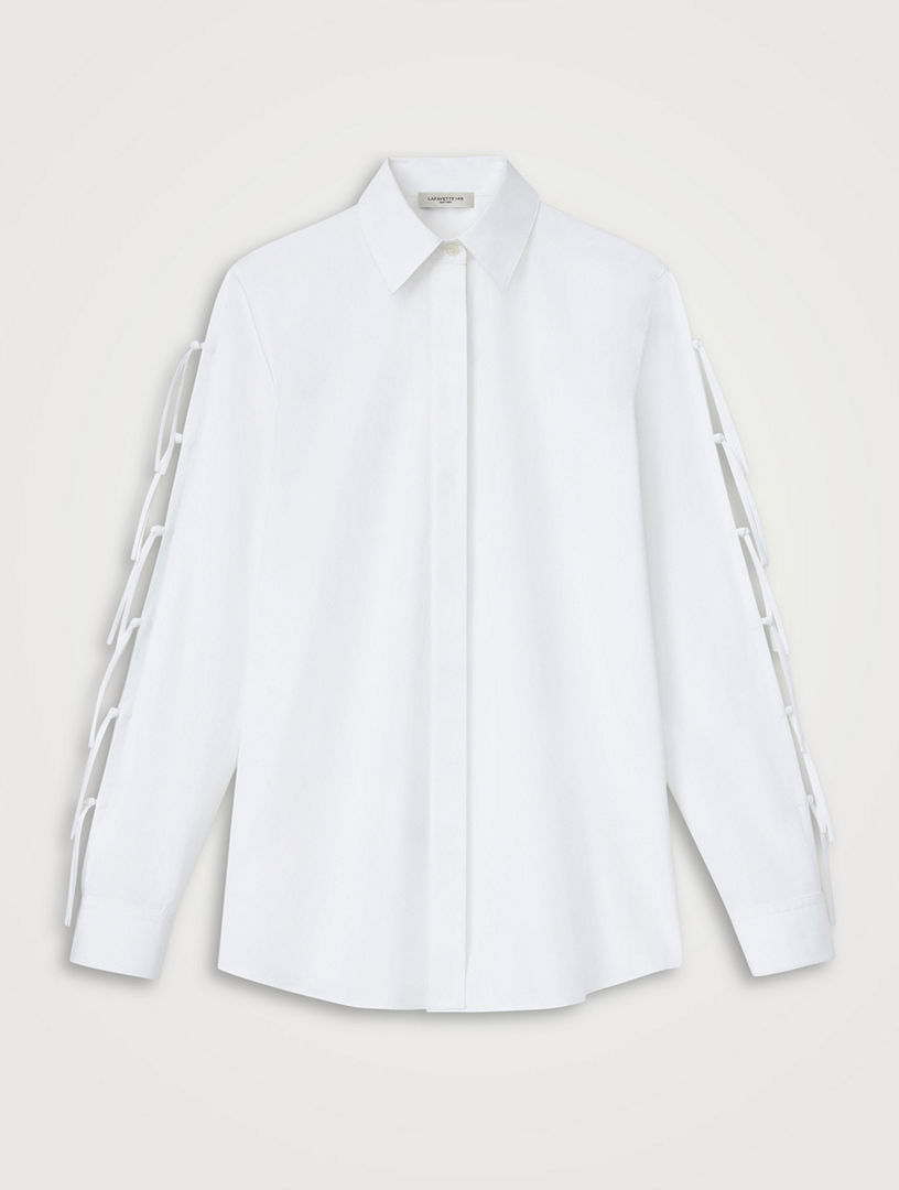 Tie-Sleeve Organic Poplin Shirt