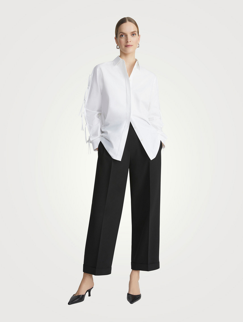 Tie-Sleeve Organic Poplin Shirt