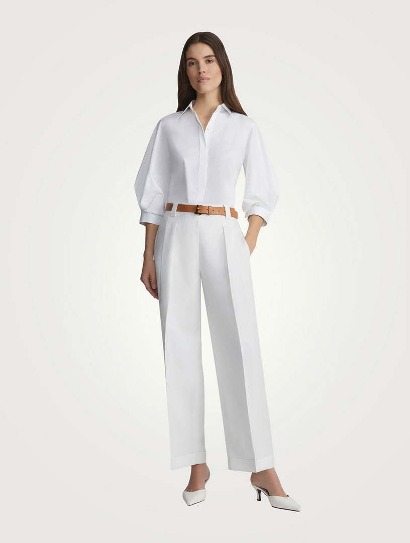 Stretch Cotton Puff-Sleeve Shirt