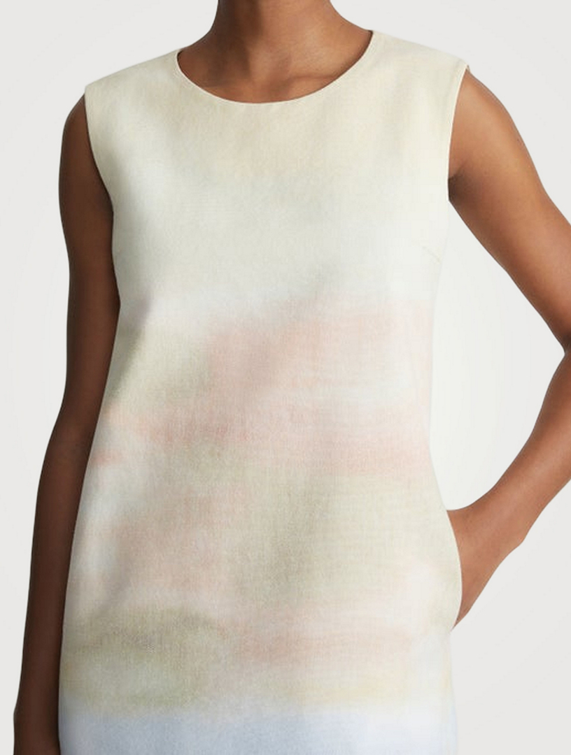 Sleeveless Shift Dress Horizon Print