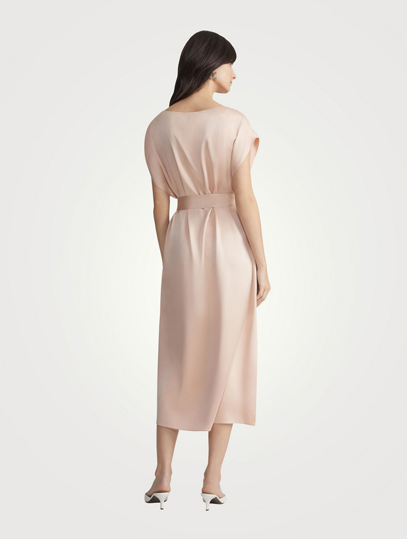 Belted Silk Midi Dress