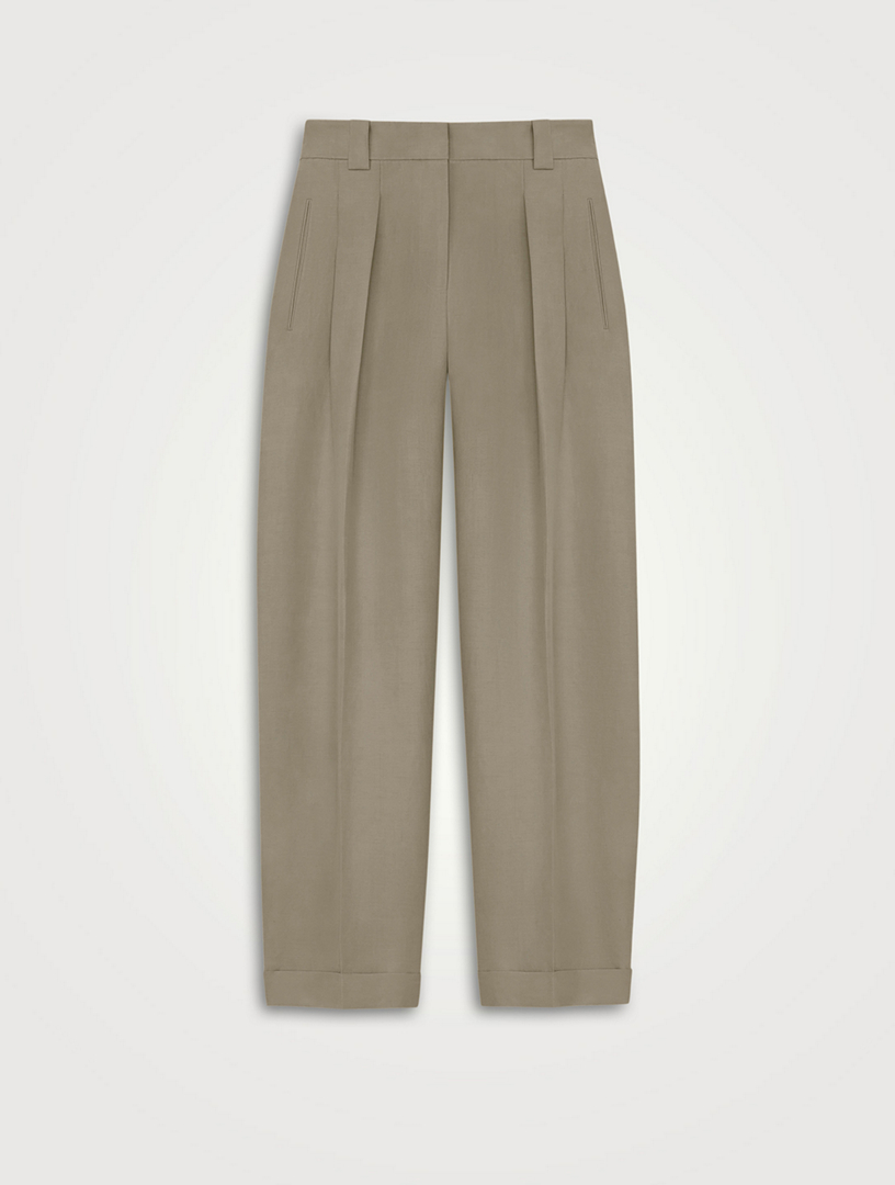 Wyatt Silk Linen Barrel-Leg Trousers