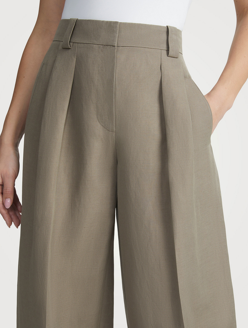 Wyatt Silk Linen Barrel-Leg Trousers