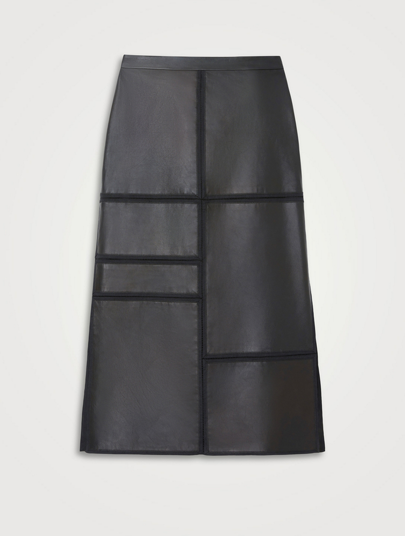 Panelled Leather Midi Skirt