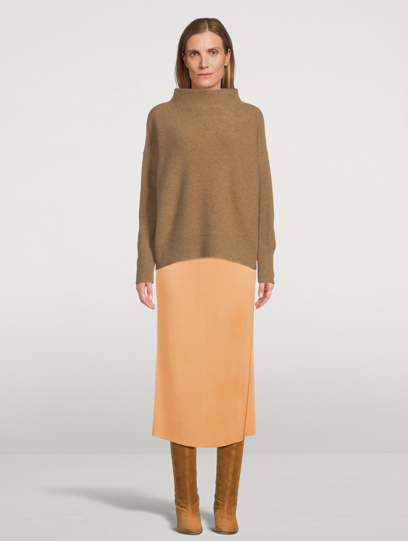 Plissé Satin Midi Skirt